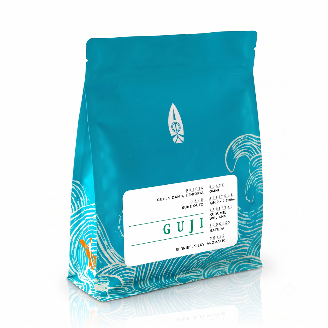 Café Etiopía Guji tostado por Coffee and Coconuts con notas de frutos rojos, jazmín y frutas tropicales, recomendado para V60, Aeropress, Chemex y Cold Brew.